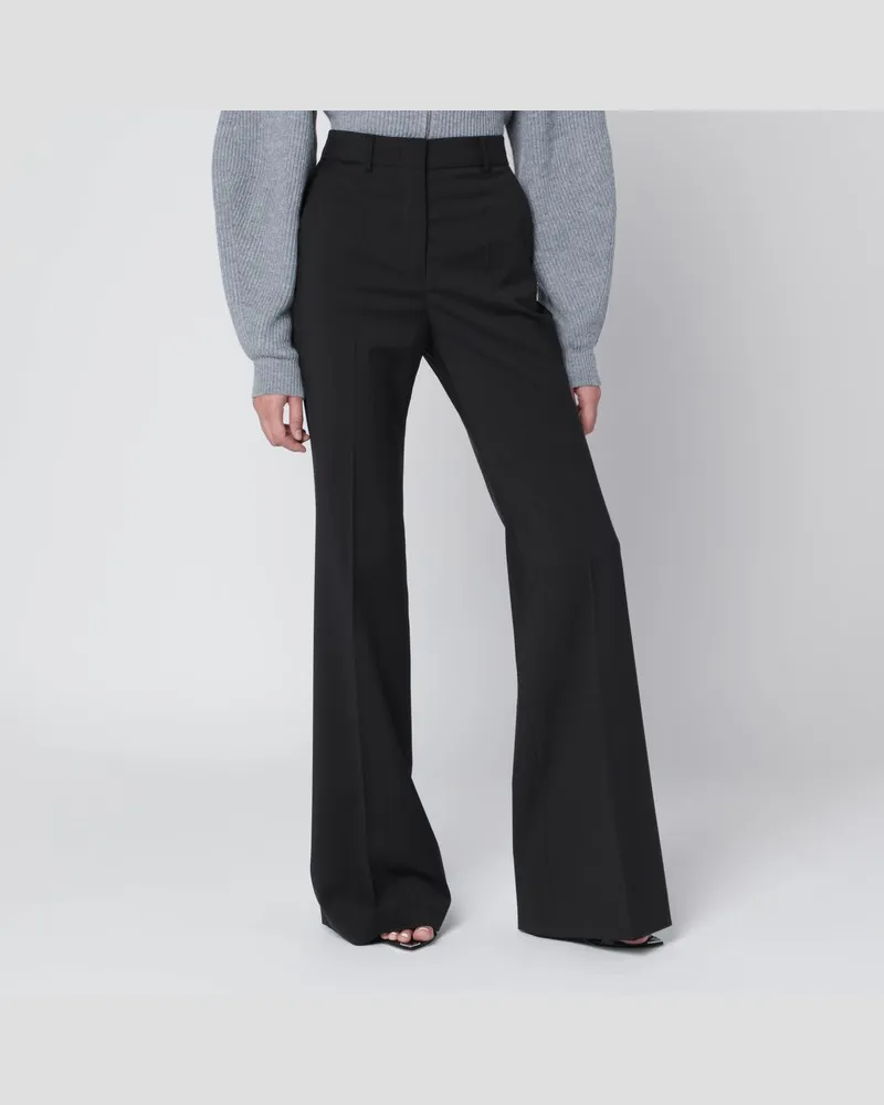SPORTMAX Braune Flared-Hose aus Stretchwolle Schwarz
