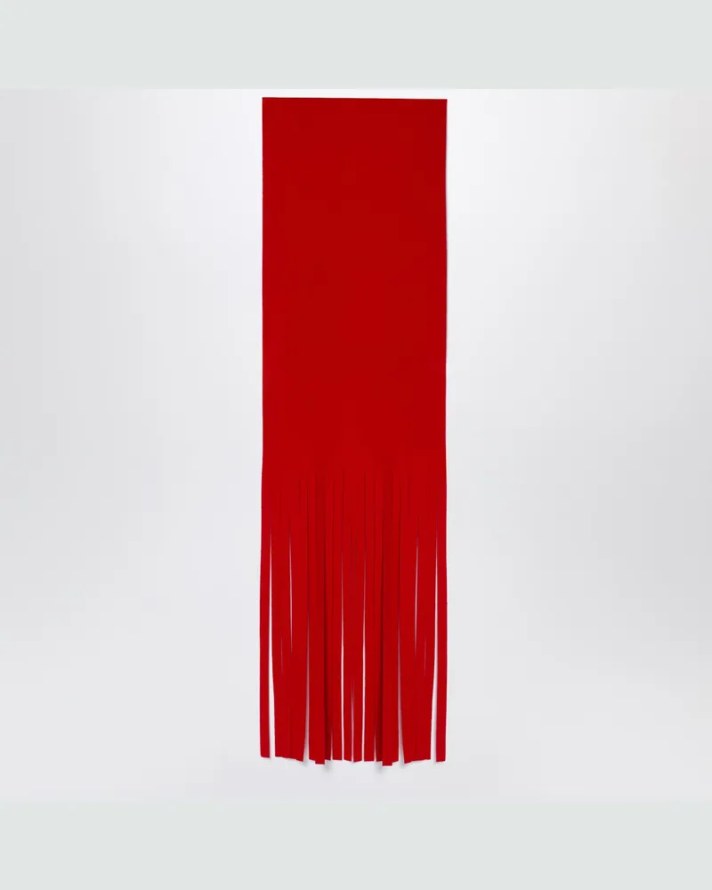 SPORTMAX Roter Wollschal mit Fransen Red