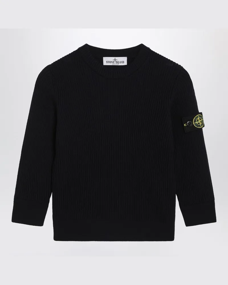 Stone Island Marineblauer Pullover aus Wolle Blau