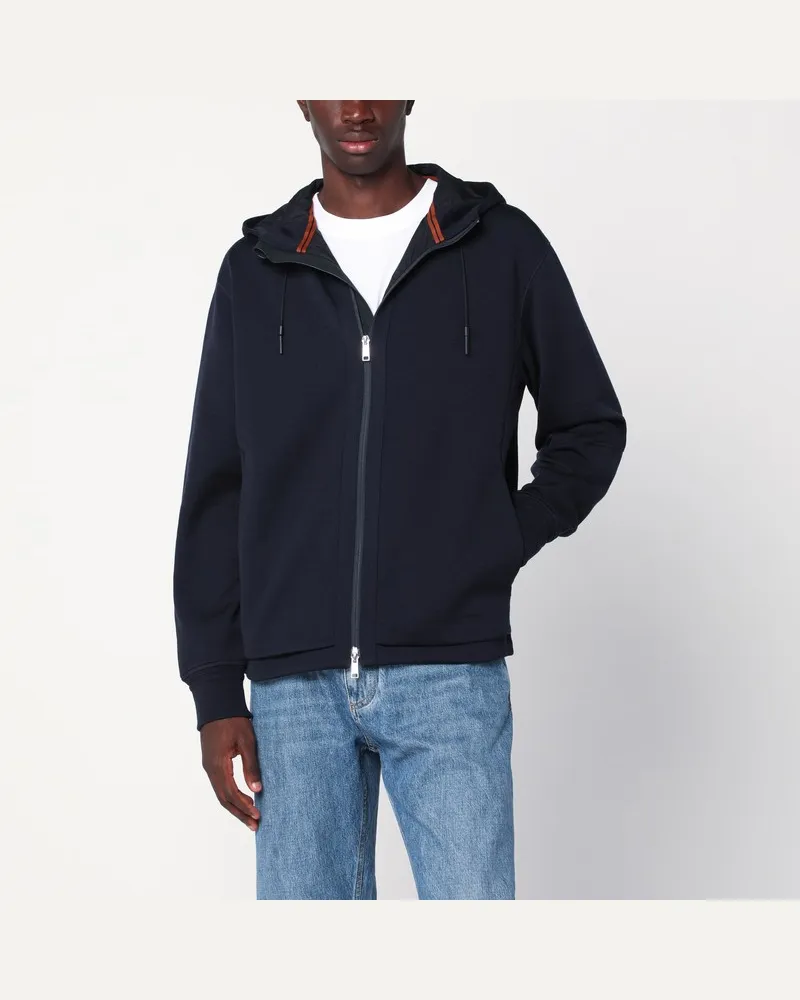 Ermenegildo Zegna Sweatshirt aus Wollmischung in Marineblau mit Reißverschluss Blau