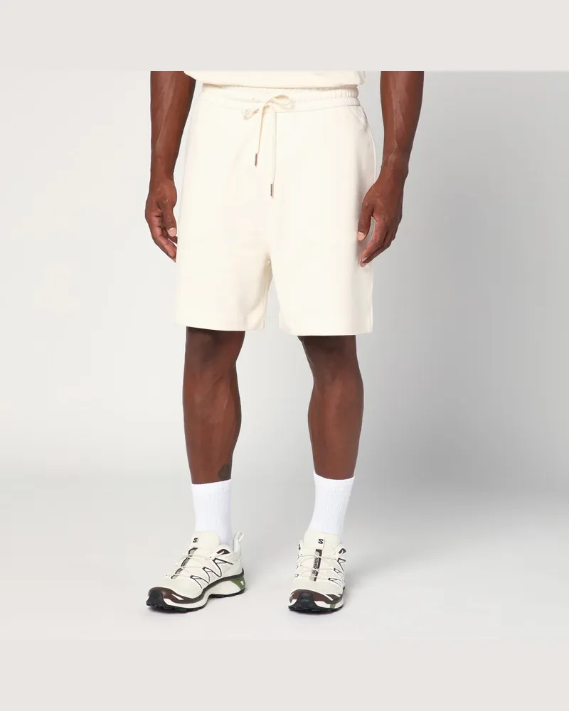Moncler Shorts in Elfenbeinweiß aus Baumwolle Weiß