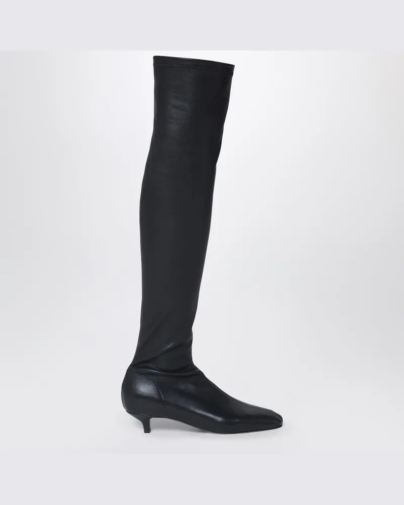 Totême Day kniehohe Stiefel aus schwarzem Nappaleder Schwarz