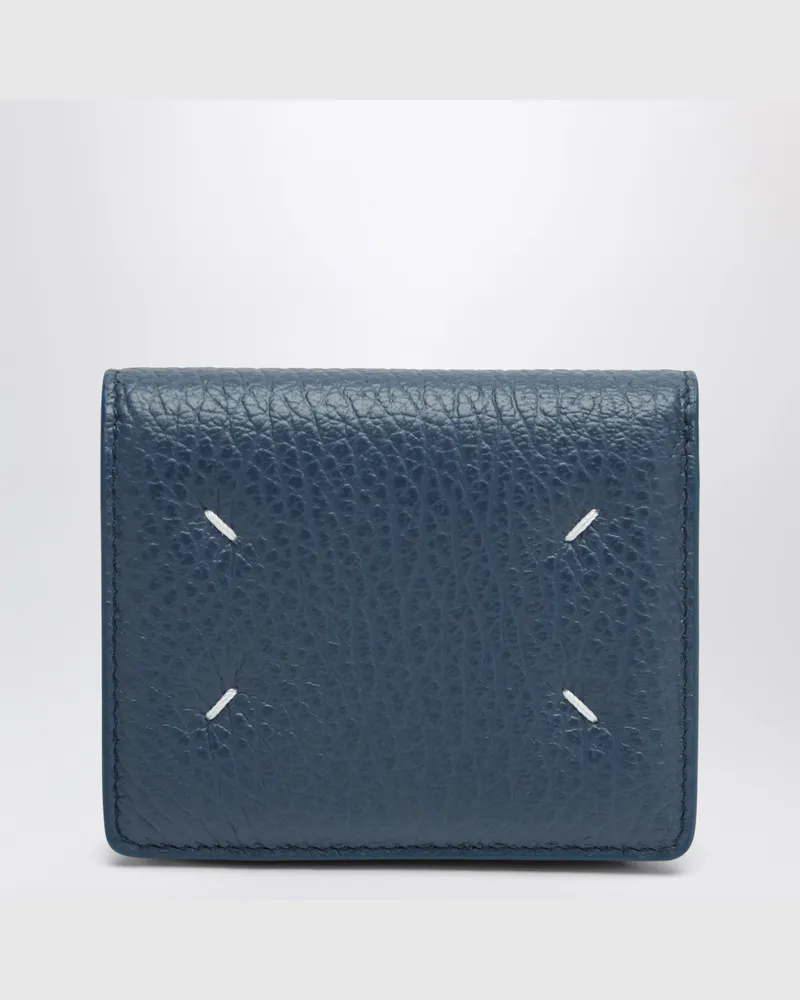 Maison Margiela Kartenetui aus dunkelblauem Leder mit vier Nähten Blue
