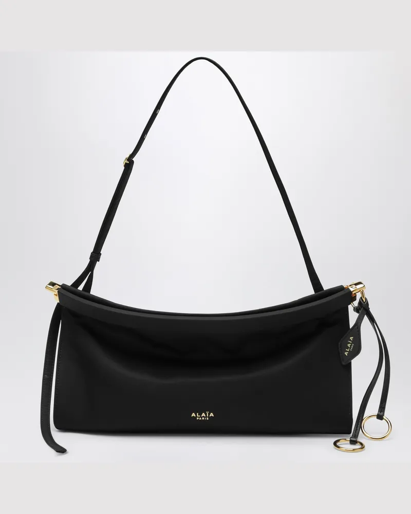Alaïa Le Click East West mittelgroße Tasche aus schwarzem Nylon 
