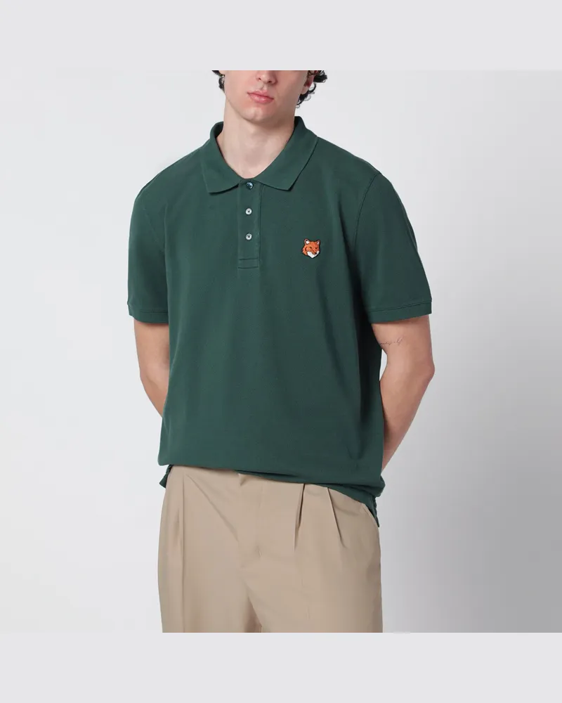 Kitsuné Flaschengrünes Fox Head Poloshirt Regular-Fit Green