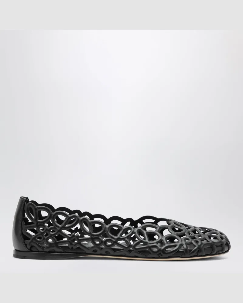 Loewe Schwarze Petal Anagram Ballerinas aus Leder Black