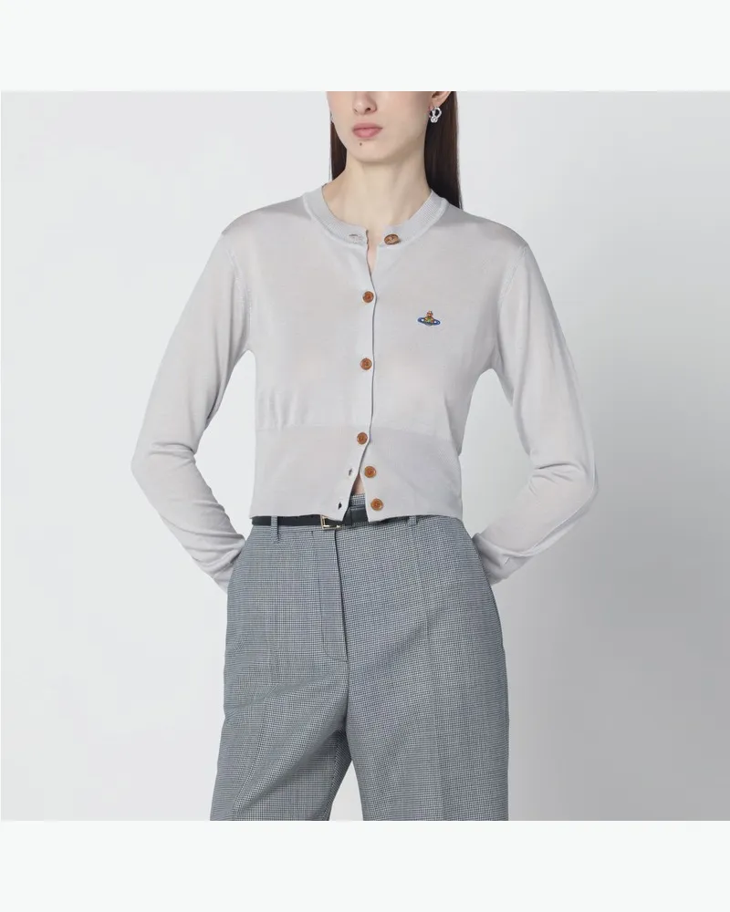 Vivienne Westwood Kurz geschnittener Cardigan aus Wolle und Seide in Hellgrau Grau
