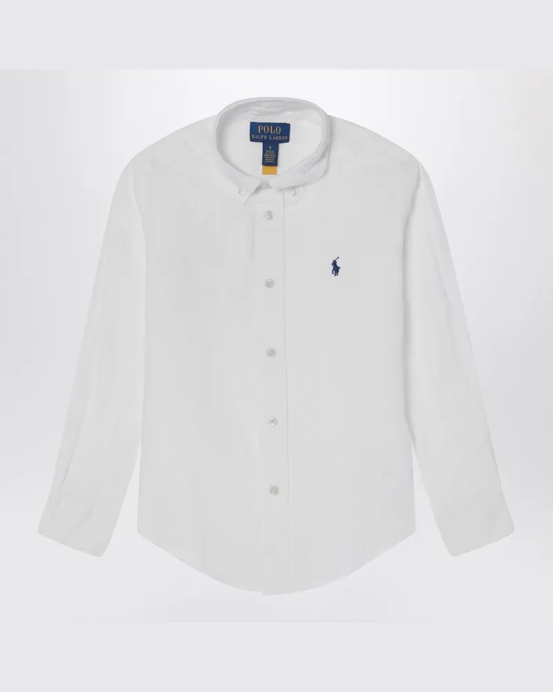 Ralph Lauren Weißes Button-Down-Hemd aus Leinen Weiß