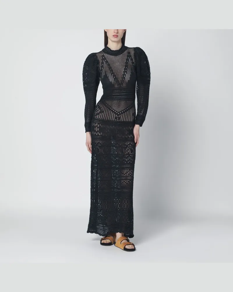 Isabel Marant Langes schwarzes Kleid aus Lochstrick Schwarz