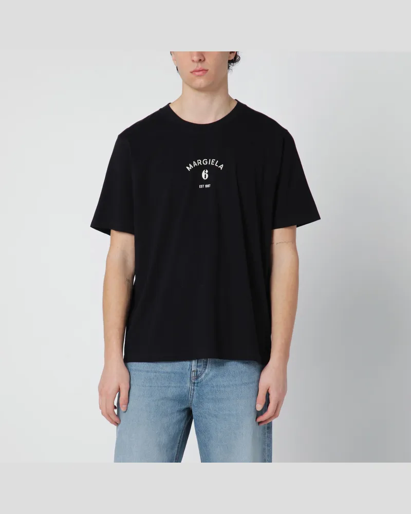 Maison Margiela Schwarzes T-Shirt mit Logodruck Black