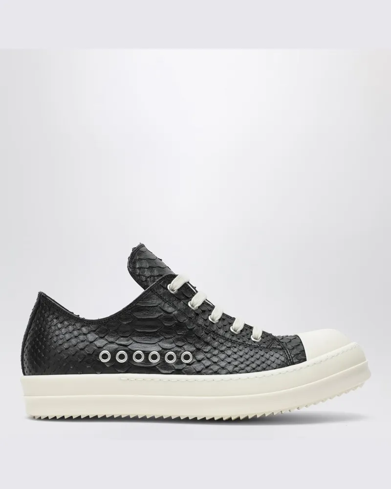 Rick Owens Porterville Low Sneaker in schwarzem Pythonleder Schwarz