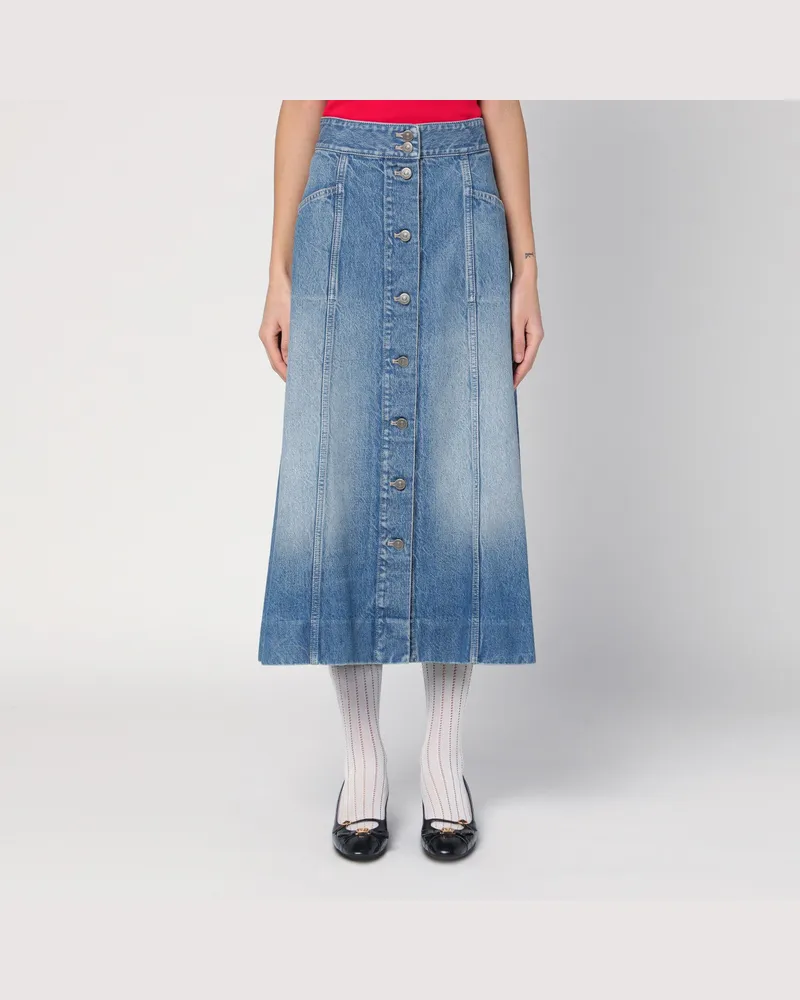 Valentino Garavani Gewaschener Denim-Midirock 