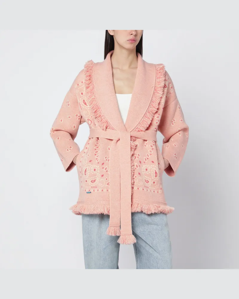 Alanui Lachsrosa Paisley-Strickjacke Pink