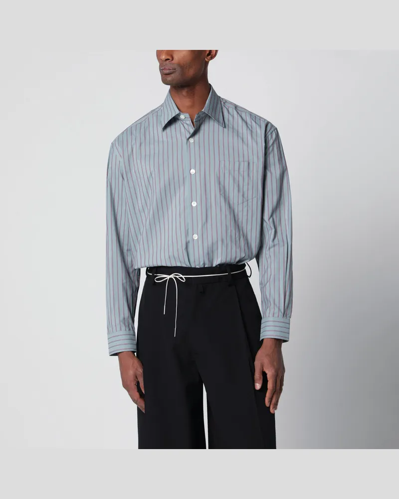 Namacheko Baumwollhemd mit aquamarinfarbenen Streifen Light