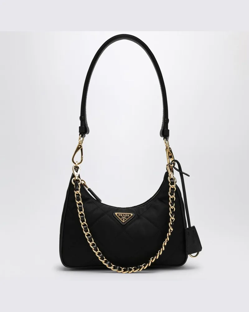 Prada Schwarze Minitasche Re-Edition 1995 Chaîne Schwarz