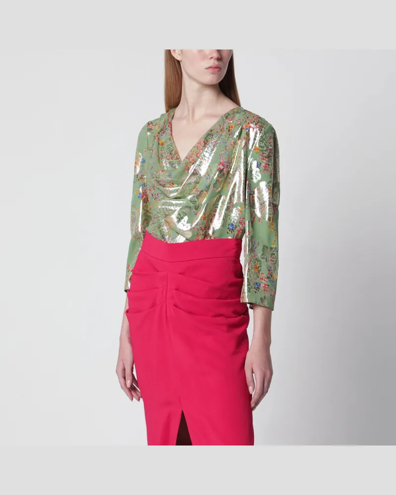 Valentino Garavani Grünes Hemd aus bedrucktem Lurex Green