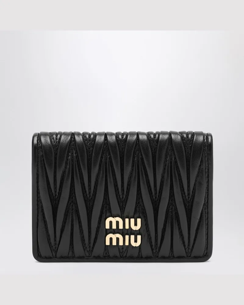 Miu Miu Kartenhalter schwarz aus gestepptem Nappaleder 
