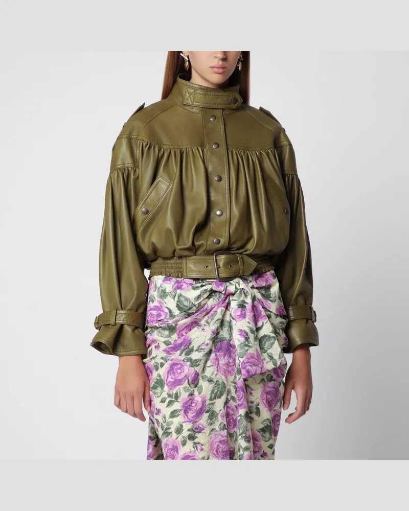 Chloé Kurze Jacke mit Ledergürtel Eucalyptus Green