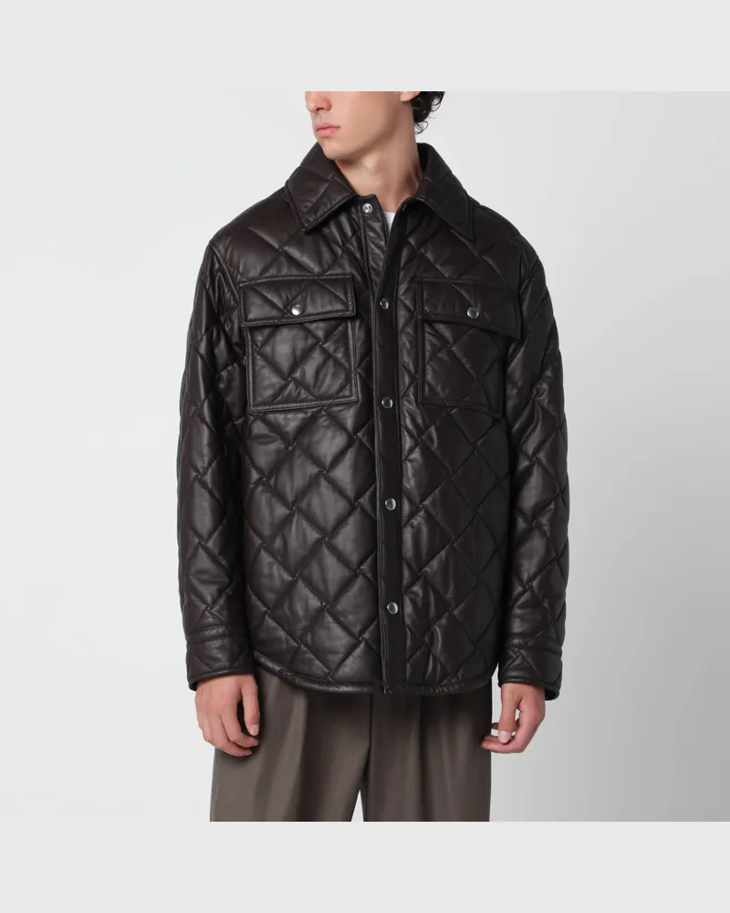 Bottega Veneta Brown quilted leather shirt jacket Brown