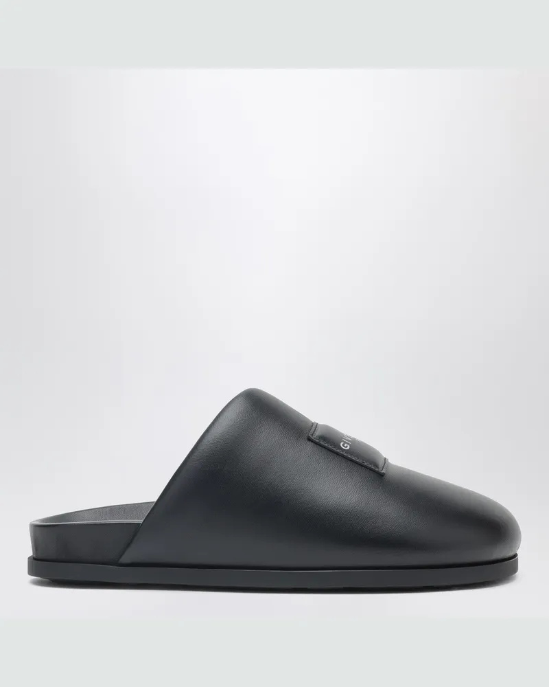 Givenchy Label flache Mules aus schwarzem Nappaleder 