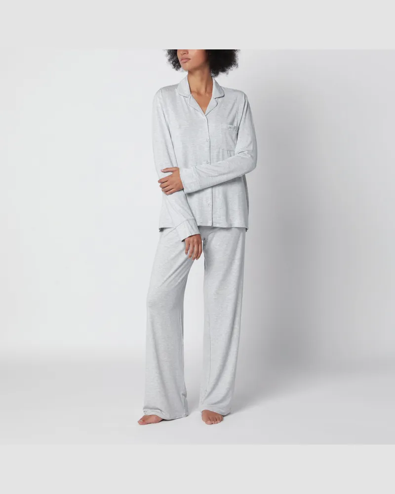 SKIMS Hellgraues zweiteiliges Pyjama-Set aus Stretch-Material Grey