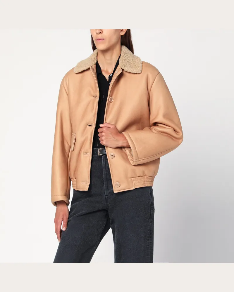 Salvatore Santoro Nude-farbene Lederbomberjacke Beige