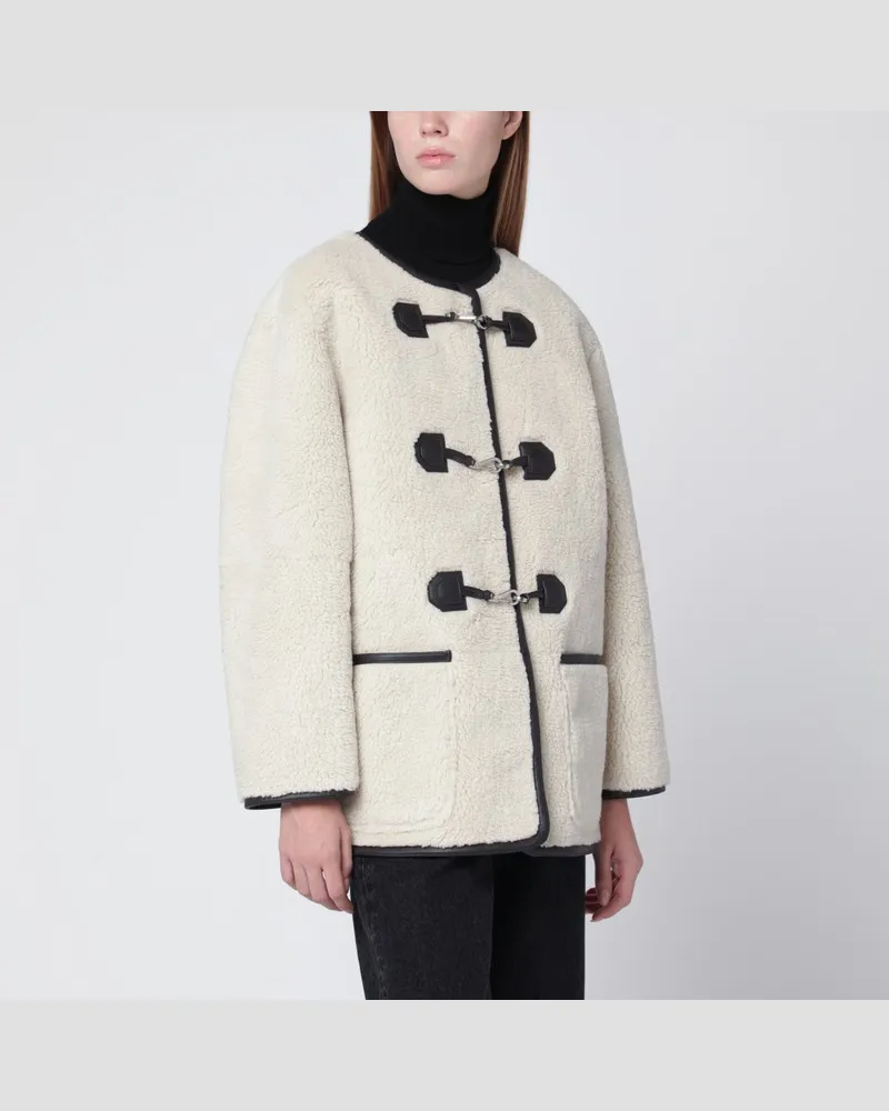 Dunst Cremefarbene Jacke aus Stoff mit Shearling-Effekt Weiß
