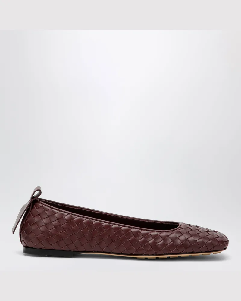 Bottega Veneta Charlotte Ballerinas aus geflochtenem Leder in Mahagoni Burgundy