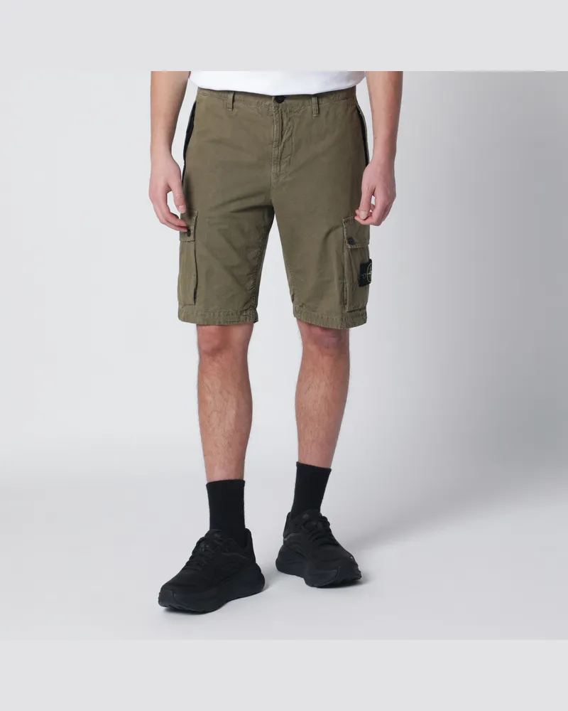 Stone Island Militärgrüne Cargo-Bermudashorts in Slim-Fit Green