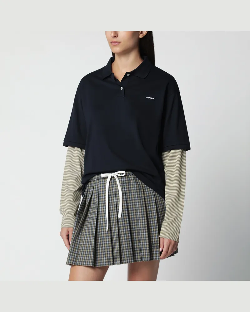 Miu Miu Poloshirt aus Baumwolljersey in Blau/Oliv Blue