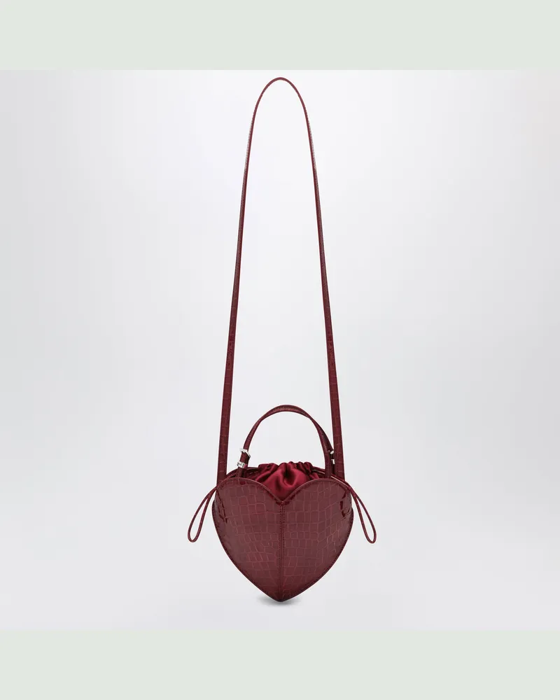 ROTATE Birger Christensen Heart Bag Croco aus bordeauxfarbenem Leder Burgundy