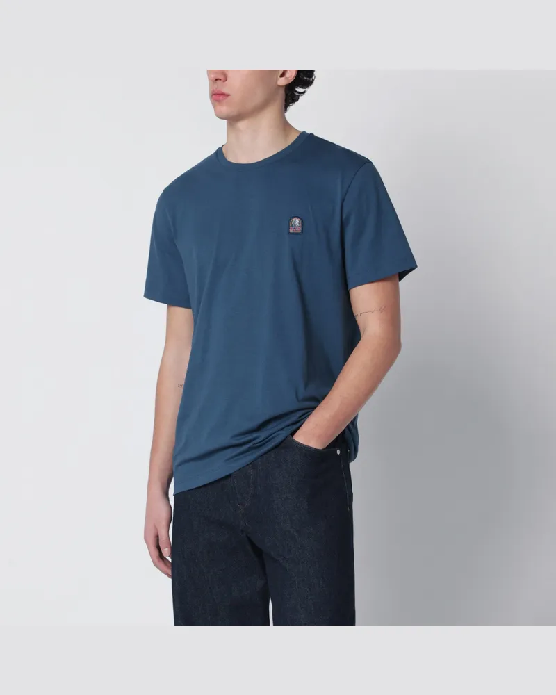 Parajumpers Blaues Regular-Fit-T-Shirt mit Logo-Patch Blue