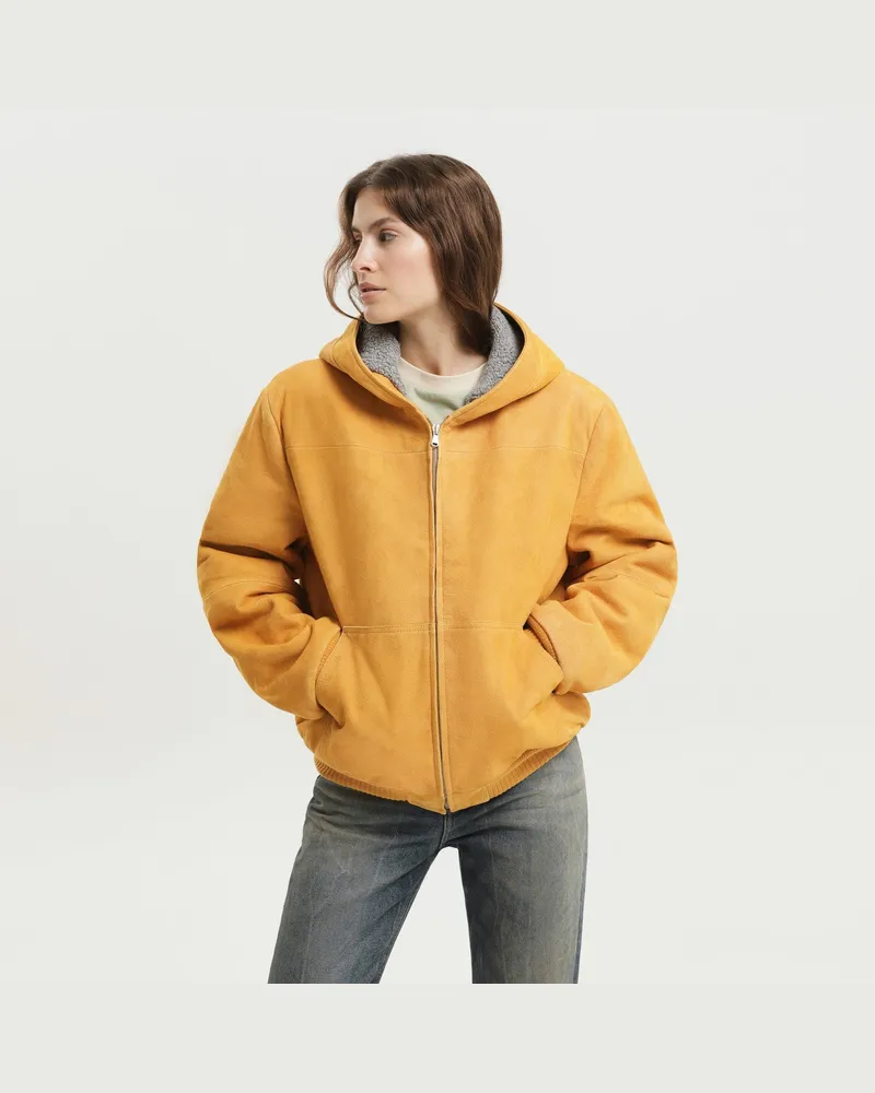 1989 STUDIO Gelbe Wildleder-Hoodie Yellow