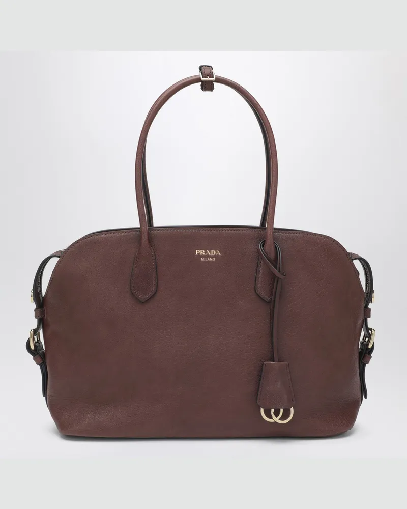 Prada Große Shoppingtasche aus Leder in Kakaobraun Brown