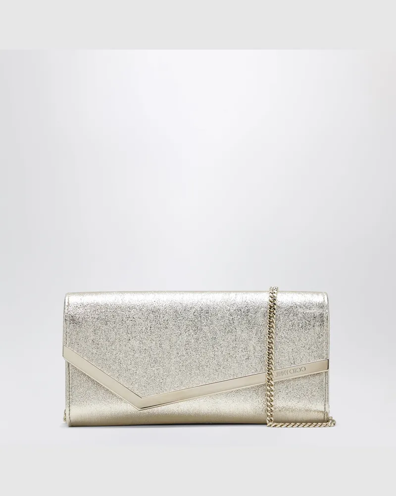 Jimmy Choo Pochette Emmie aus Brilliance-Stoff in Hellgold Metal