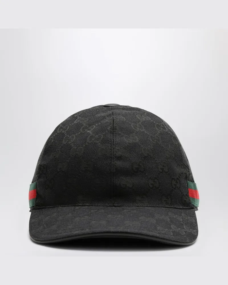 Gucci Schwarze Baseballkappe mit GG-Motiv Schwarz