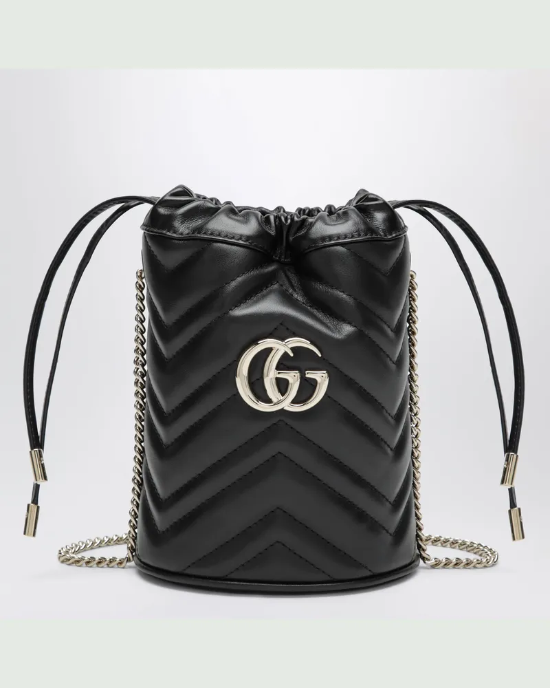 Gucci Kleine schwarze GG Marmont Beuteltasche Black