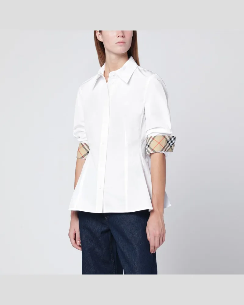 Burberry Weißes Baumwollhemd in Slim Fit Weiß