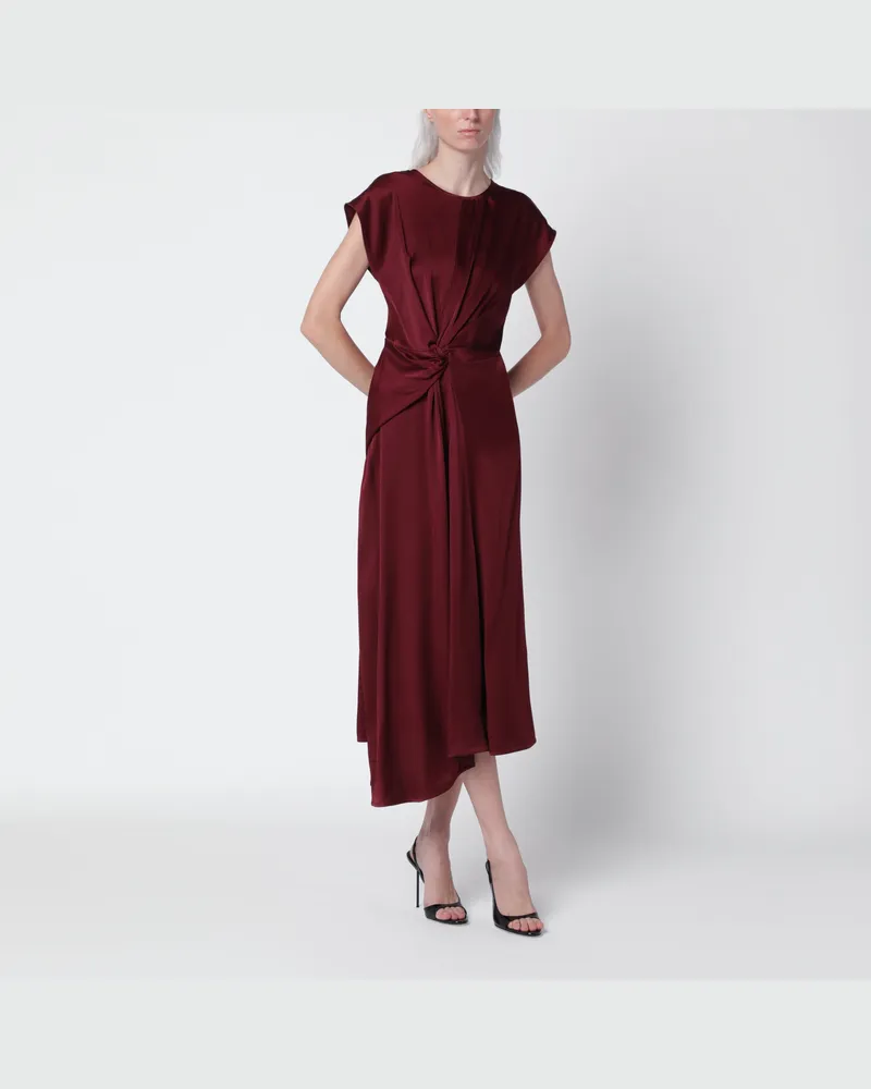 Victoria Beckham Aria Midikleid in Burgunderrot aus Satincrêpe Burgundy