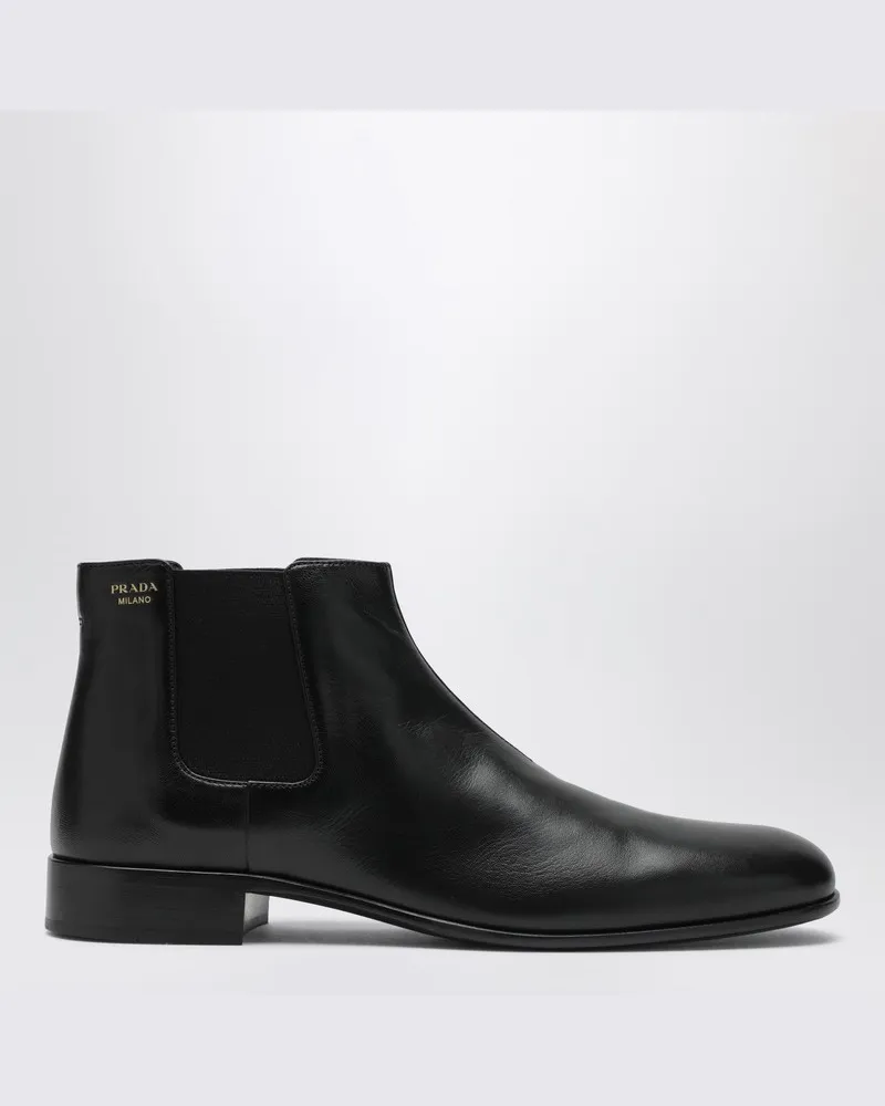 Prada Schwarze Stiefeletten aus Leder Schwarz