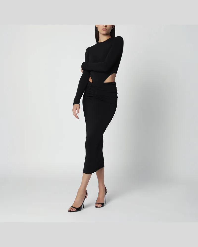 ANDAMANE Schwarzes Midikleid mit Cut-out-Detail an der Taille Black