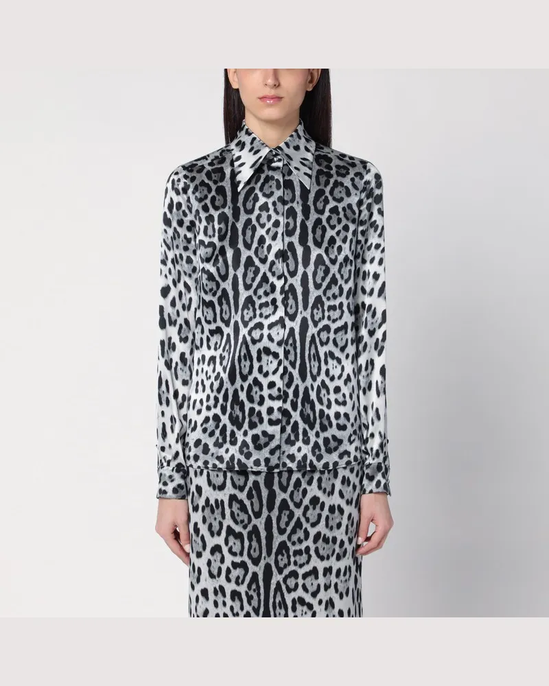 Dolce & Gabbana Bluse aus Seide mit Leoparden-Print Schwarz