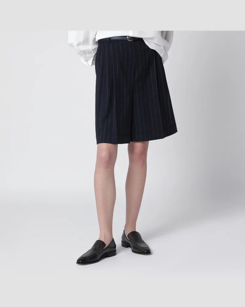 Max Mara Blaue Nadelstreifen-Bermudashorts aus Wolle Blue