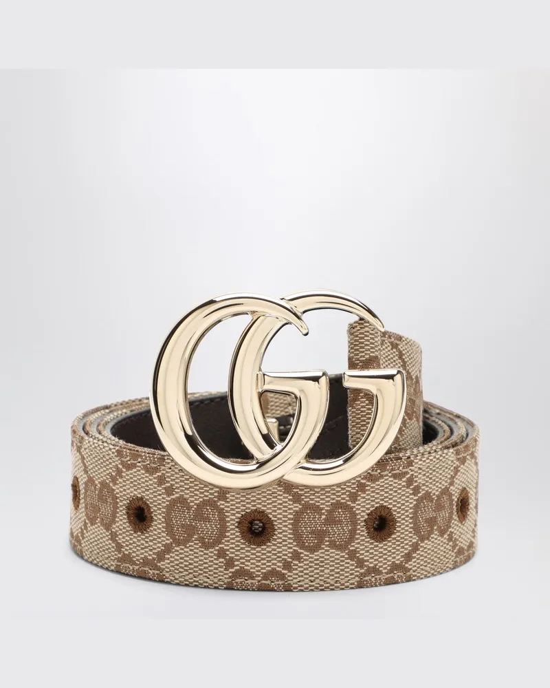 Gucci GG Marmont dünner Gürtel aus GG Supreme Beige
