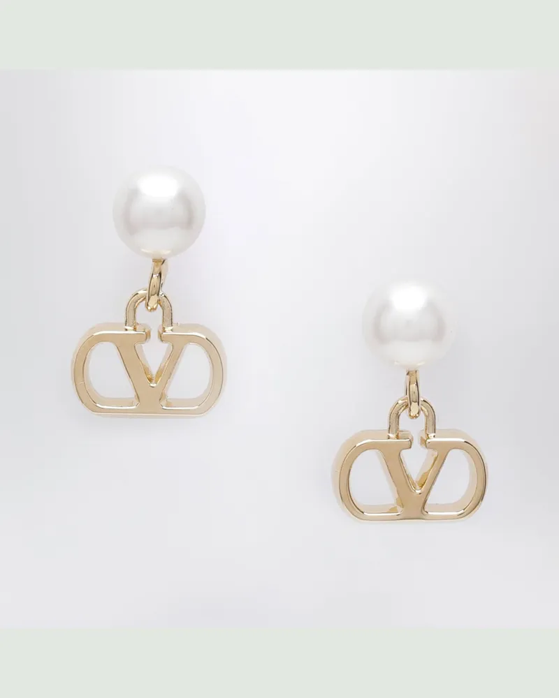 Valentino Garavani Goldfarbene VLogo Signature Ohrringe mit Perle Metal