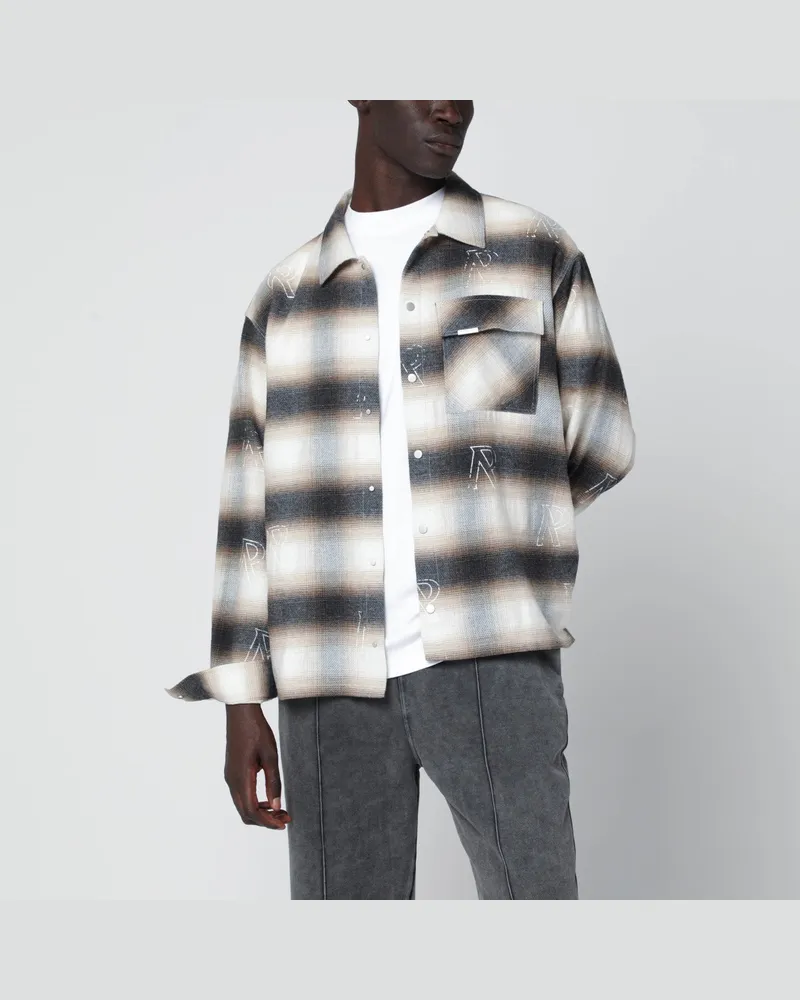 REPRESENT Milchfarbiges Flanellhemd mit Karomuster White