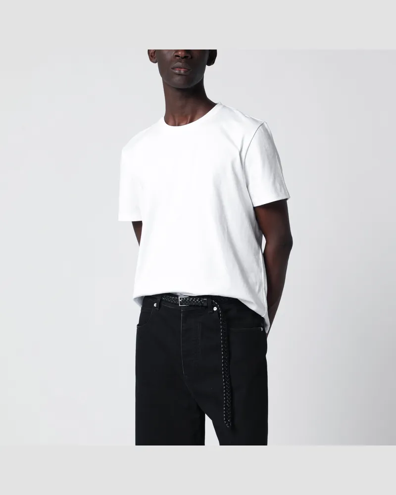 Saint Laurent Weißes Small Fit De T-Shirt Aus Baumwolle White