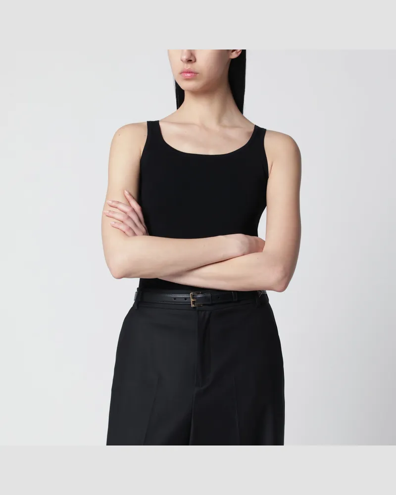 Max Mara Ärmelloses Stricktop aus Viskosekrepp in Schwarz Black