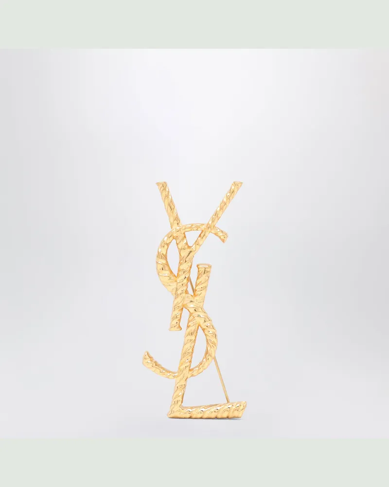Saint Laurent Cassandre-Brosche aus vergoldetem Metall Metal