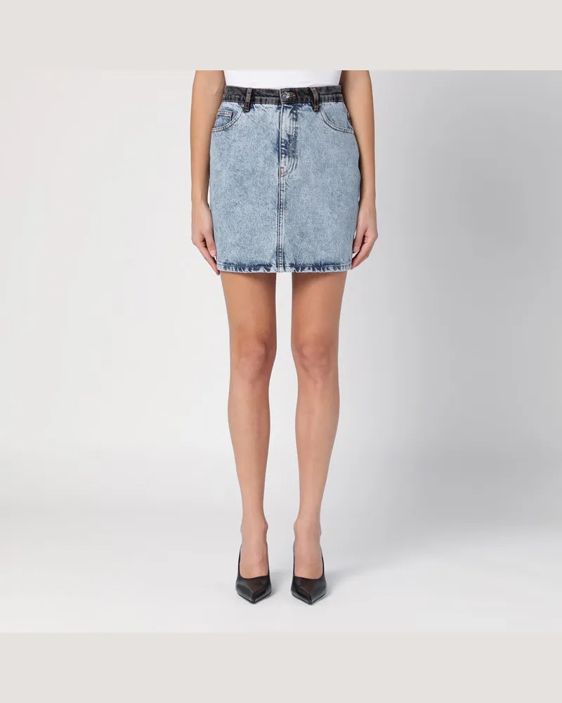 ROTATE Birger Christensen Patchwork-Minirock aus ökologischem Denim Blau